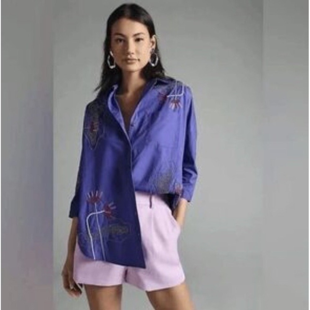 Maeve Purple Button Down Shirt